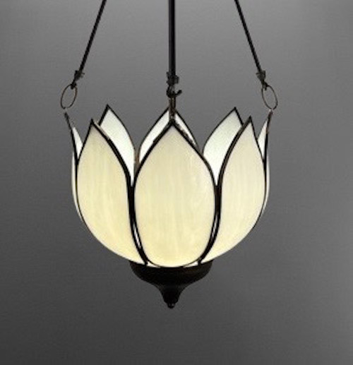 Pair White Slag Glass Inverted Domes